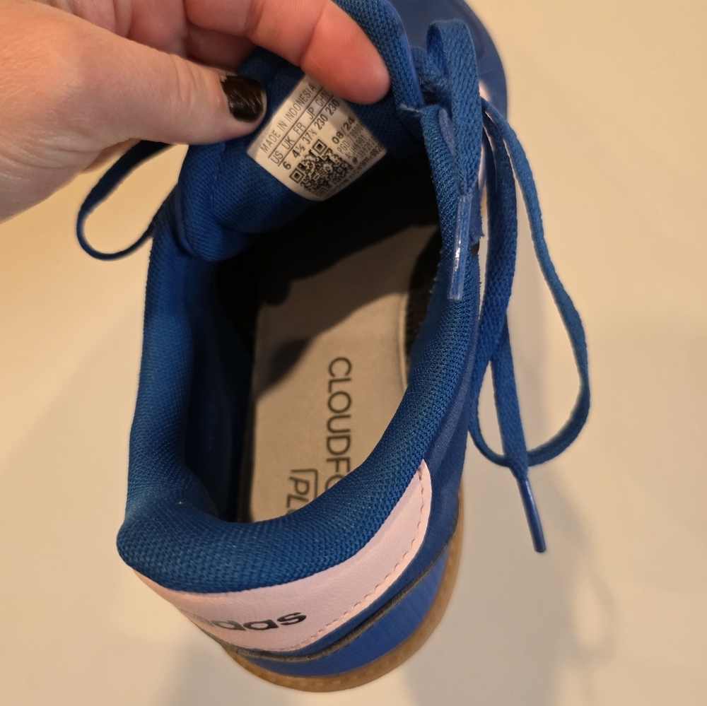 Adidas Cloudfoam Plus Suede 3 Stripe Sneakers Womens 6 Blue - Picture 6 of 8